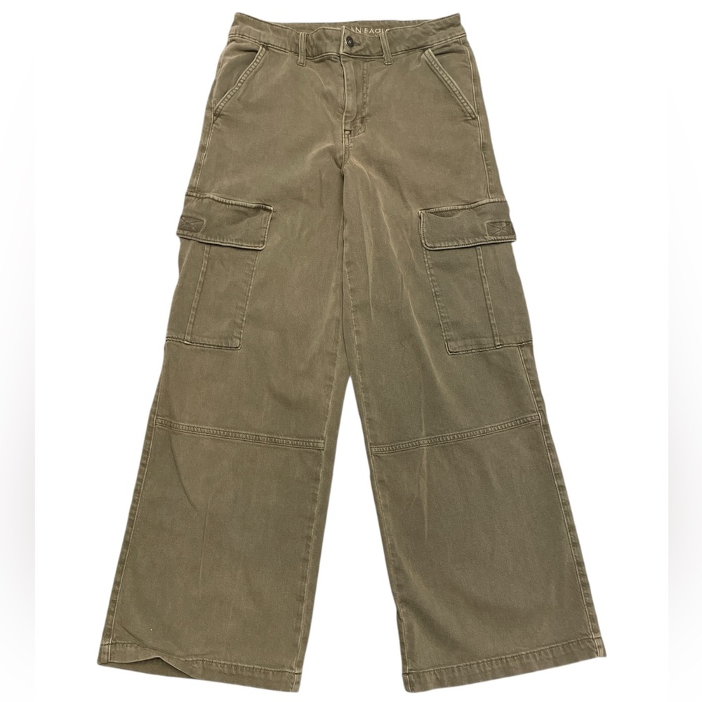 American Eagle, Green Cargo, High Rise, Baggy Wide Leg, Size 6